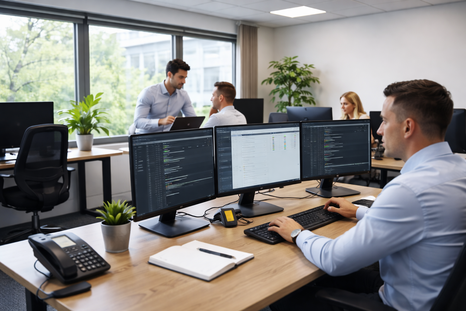 ICT-beheer team aan het werk in moderne kantooromgeving in Groningen